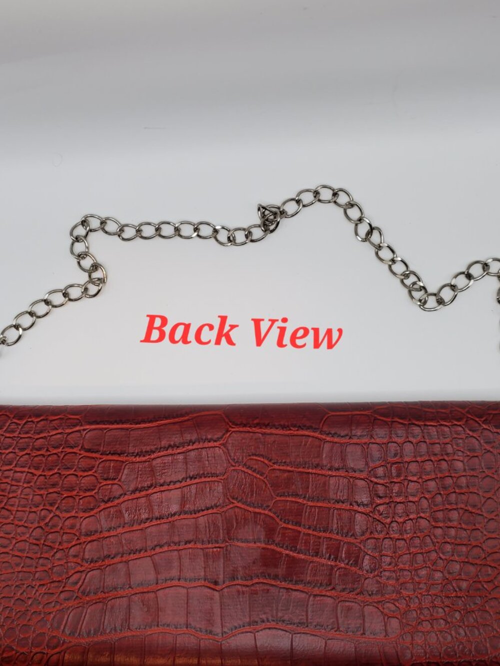 CHI Red Croc Embossed Clutch Shoulder Bag - Picture 7 of 9